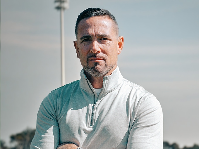 A portrait of Matt LaFleur, Head Coach of the Green Bay Packers.