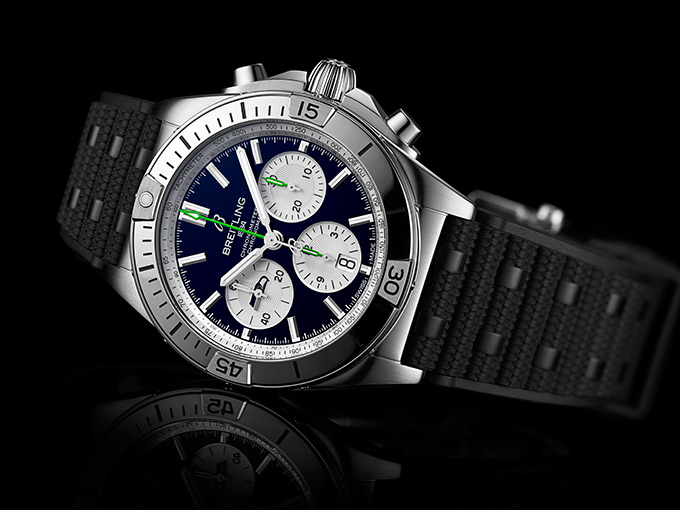 The Chronomat B01 42 NFL Seattle Seahawks Edition with a dark blue dial and stainless steel straps