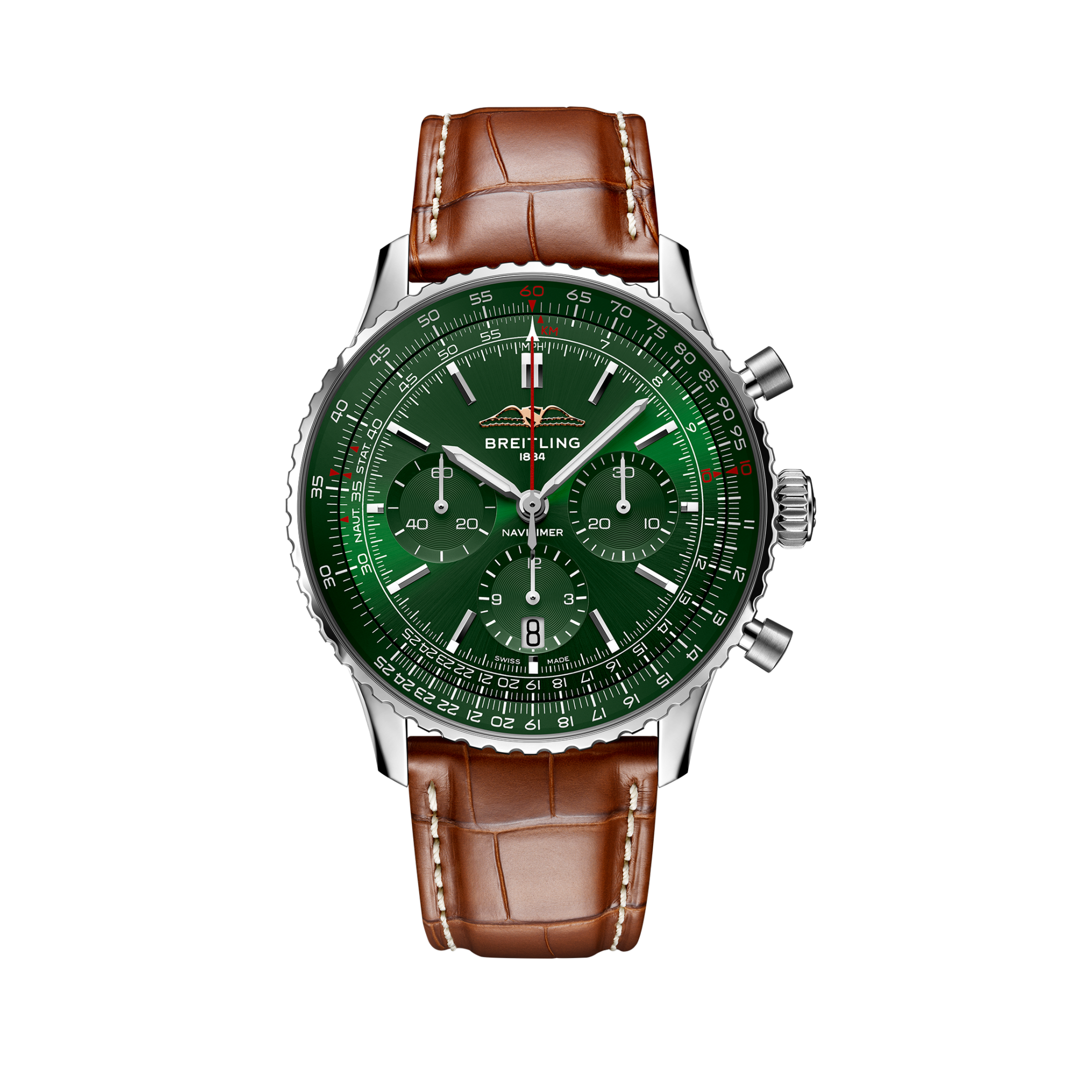 Navitimer B01 Chronograph 43 Etihad Airways Green | V-DIAL-COLOR-5765 dial, AB01382B1L1P1